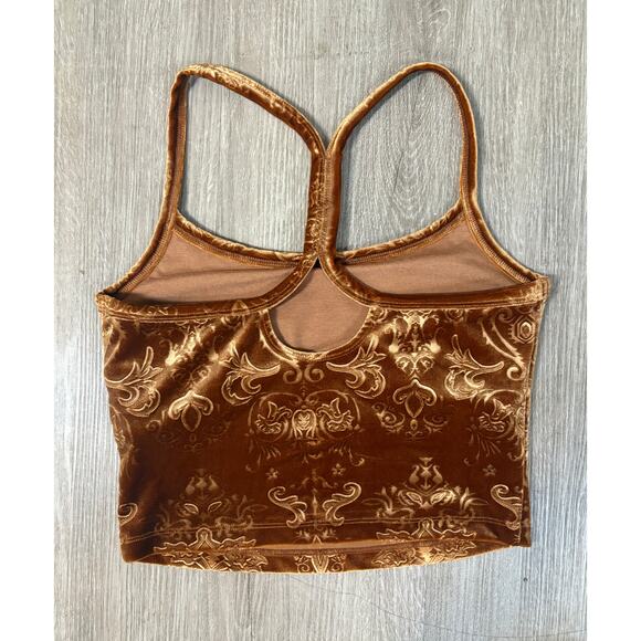 Beyond Yoga Slim Racer Back Embossed Velvet Tank Top Camel Brown Small Boho - Picture 6 of 7
